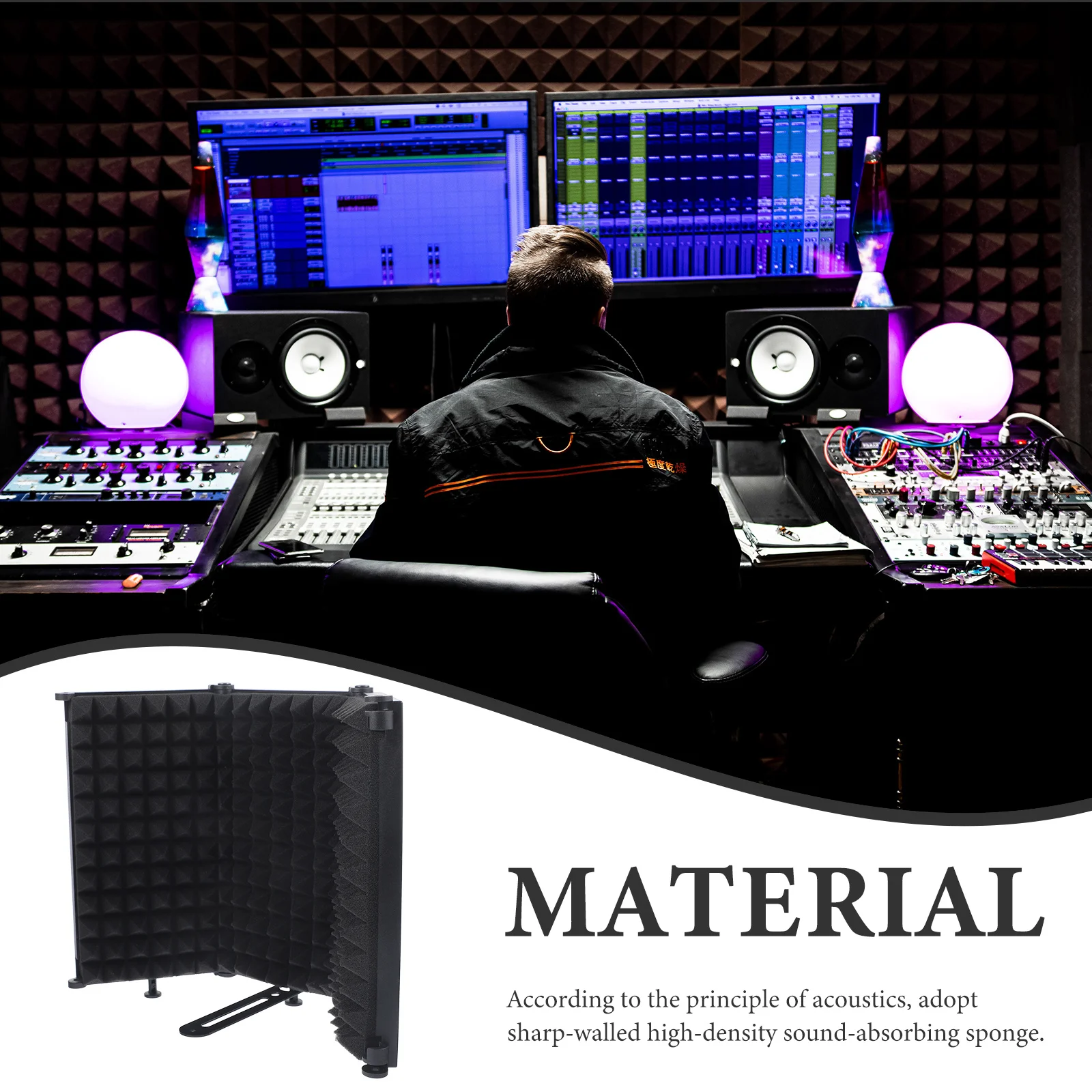 

1Set Microphone Filter Windproof Shield Foldable Iron Sponge Sound Absorption Noise Reduction Mic Pops Cover Recording