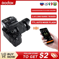 Godox X1T-F/O Flash Transmitter 1/8000s HHS TTL Wireless 2.4G Flash Trigger For Fuji Olympus + X1R Receiver For Sony Canon Nikon