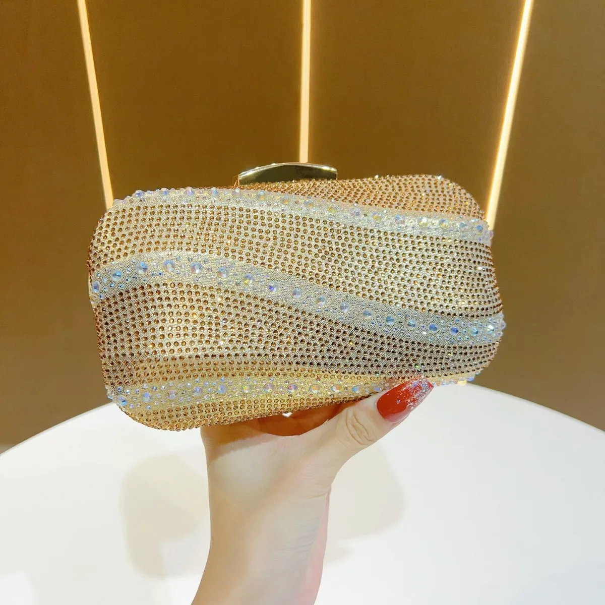 

Glitter Gold Flap Handbag Women’s Shiny Folded Long Purse Fashion Bling Bridal Wedding Party Evening Clutch Stylish Tote Bag