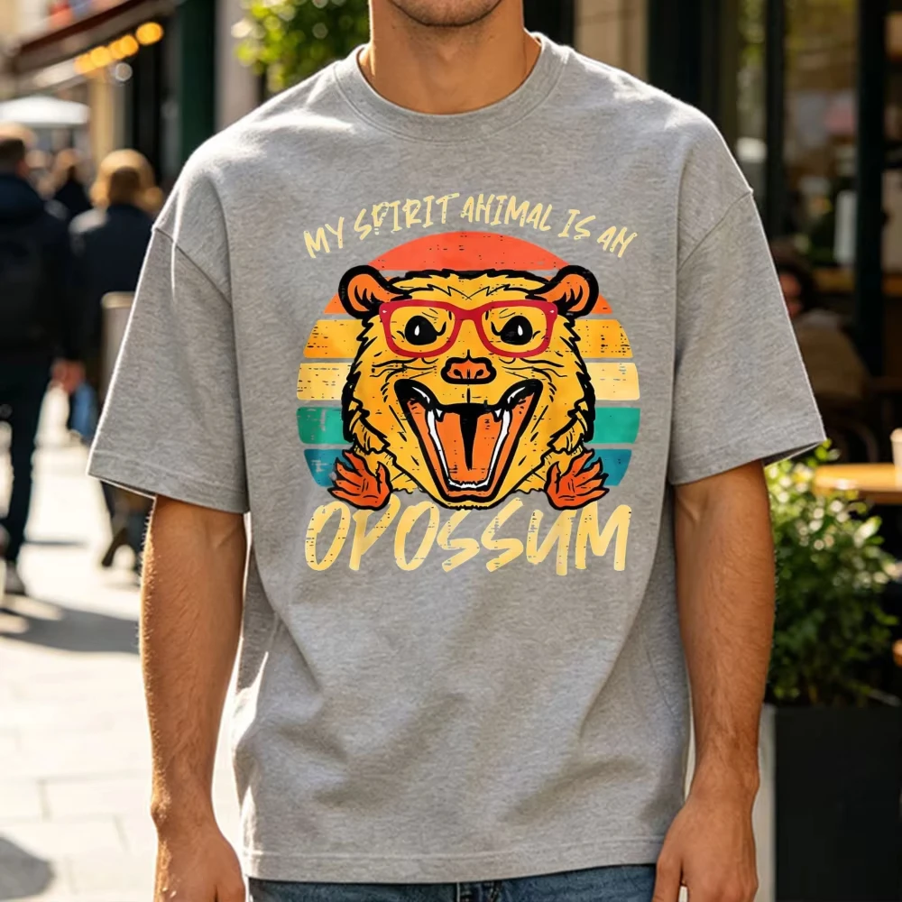 My Spirit Animal Is An Opossum Retro Possum Women Men T-Shirt Funny Outdoors High Quality Cotton Short-sleev Graphic T Shirts