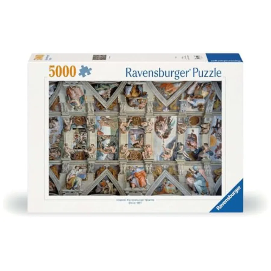 

Sistine Chapel jigsaw puzzle for adults, premium cardboard, white and gold, 5000 pieces with 360-degree ceiling view and intric