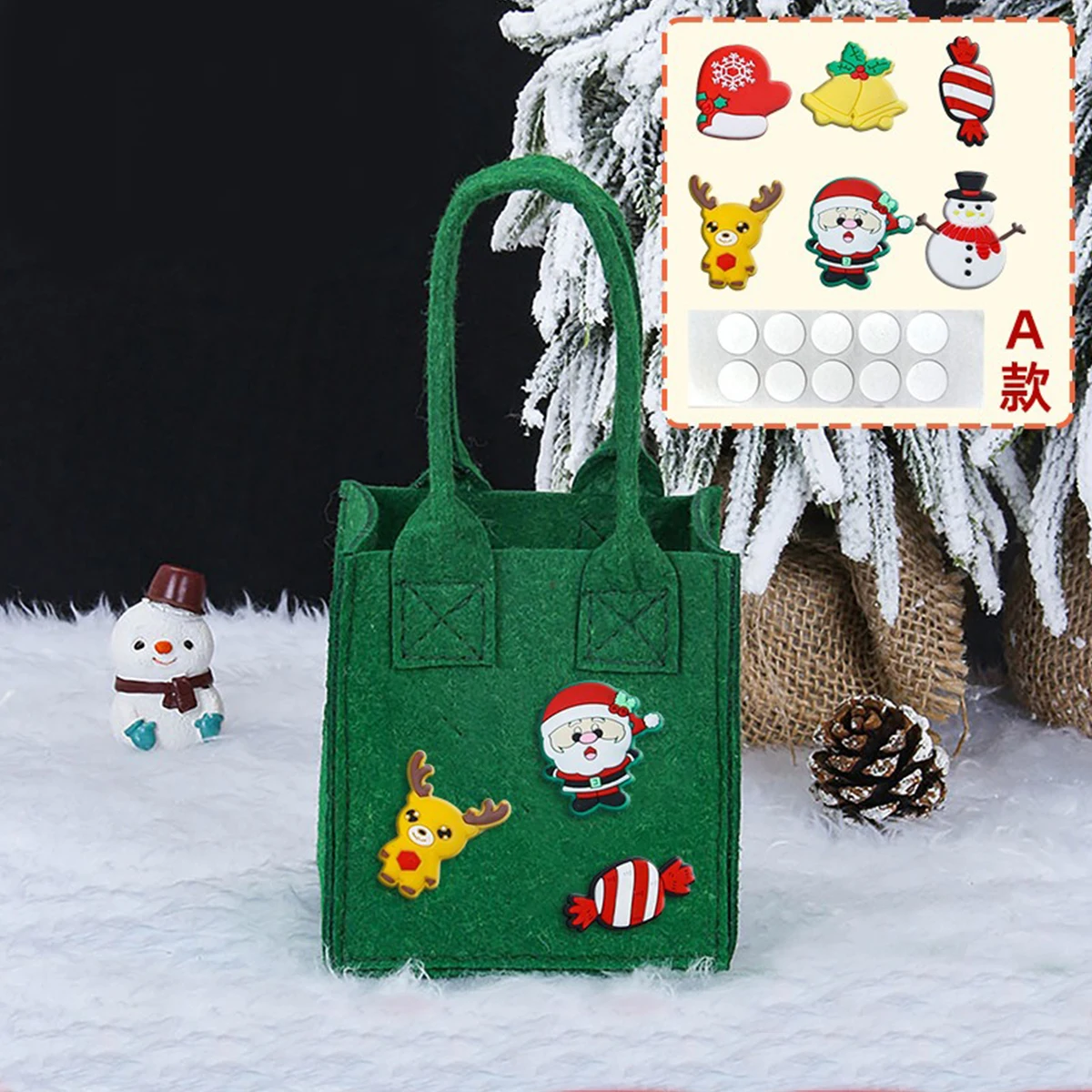 

New Christmas Children Apple Bag Thick Felt Kids DIY Cloth Candy Bag Xmas Tree Santa Kids Favors Packaging Bags New Year 2026