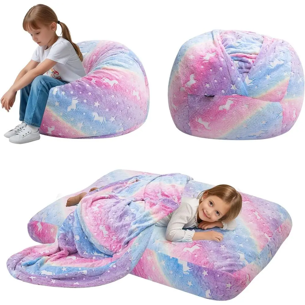 

Детское кресло-мешок-трансформер - напольный матрас для малышей с подушкой, унисекс, красочный радужный дизайн