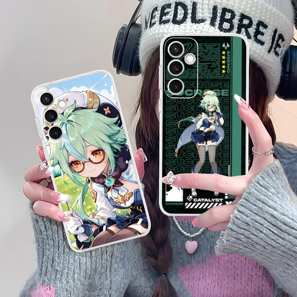 

Game GI Sucrose Clear Mobile Phone Case for Samsung Galaxy S25 S24 S23 S22 S21Plus FE Ultra Colorful Cover