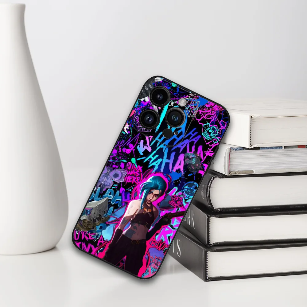 حار أنيمي لعبة غامضة Jinxs قضية الهاتف آيفون 16 15 11 13 14 برو ماكس 7 8 زائد X Xr Xs ماكس 12 البسيطة غطاء قذيفة سوداء #2