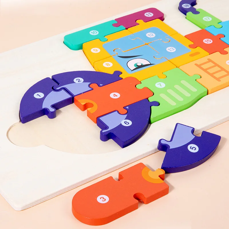 Montessori Toddler Puzzles De Madeira, Brinquedo Educacional De Aprendizagem, Veículos De Engenharia Jigsaw, Brinquedos De Viagem, Presentes Para Bebê, 3-5Y