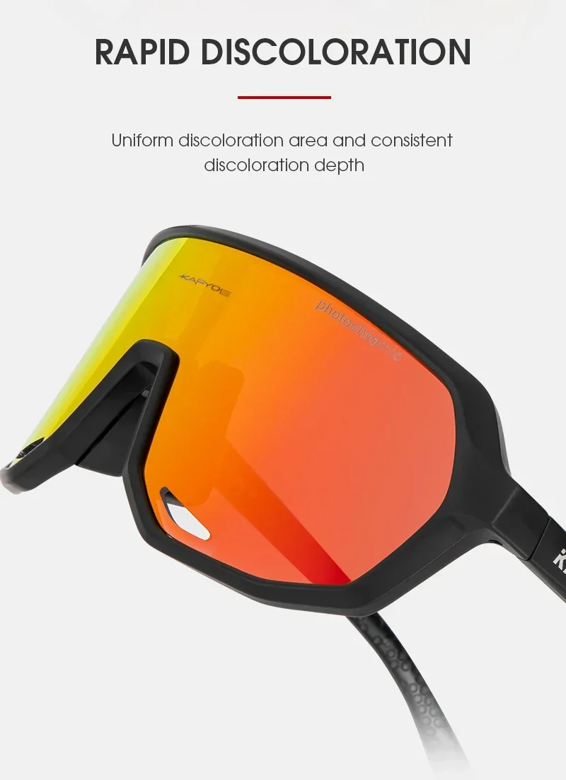 KAPVOE Photochrome Outdoor UV400 Rennrad Radfahren Brille für Männer Sport Radfahren Sonnenbrille Frauen MTB Fahren Fahrrad Brille – Detail 3