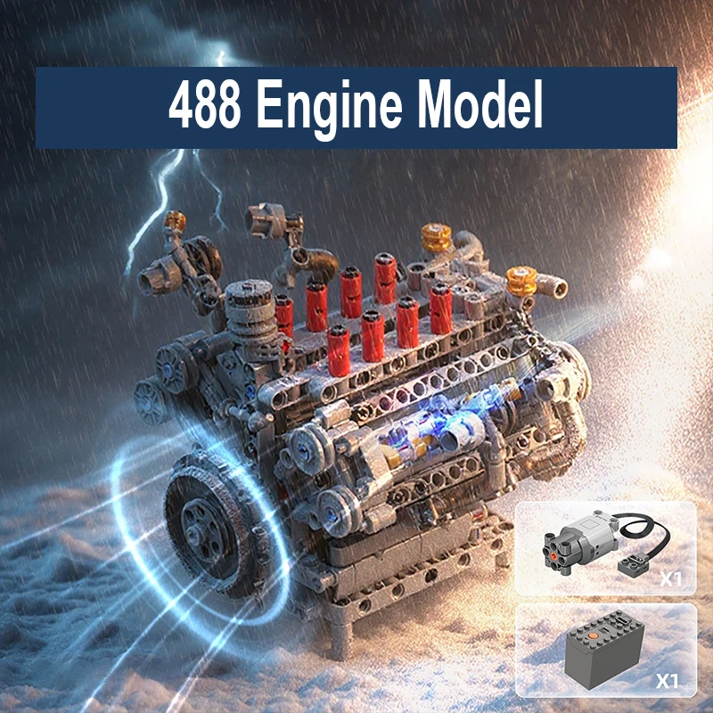 V8 엔진 블록 모델 세트 MOC 기계 소형 입자 부품 기술 브릭 창의적 교육용 어린이 장난감 선물 33001