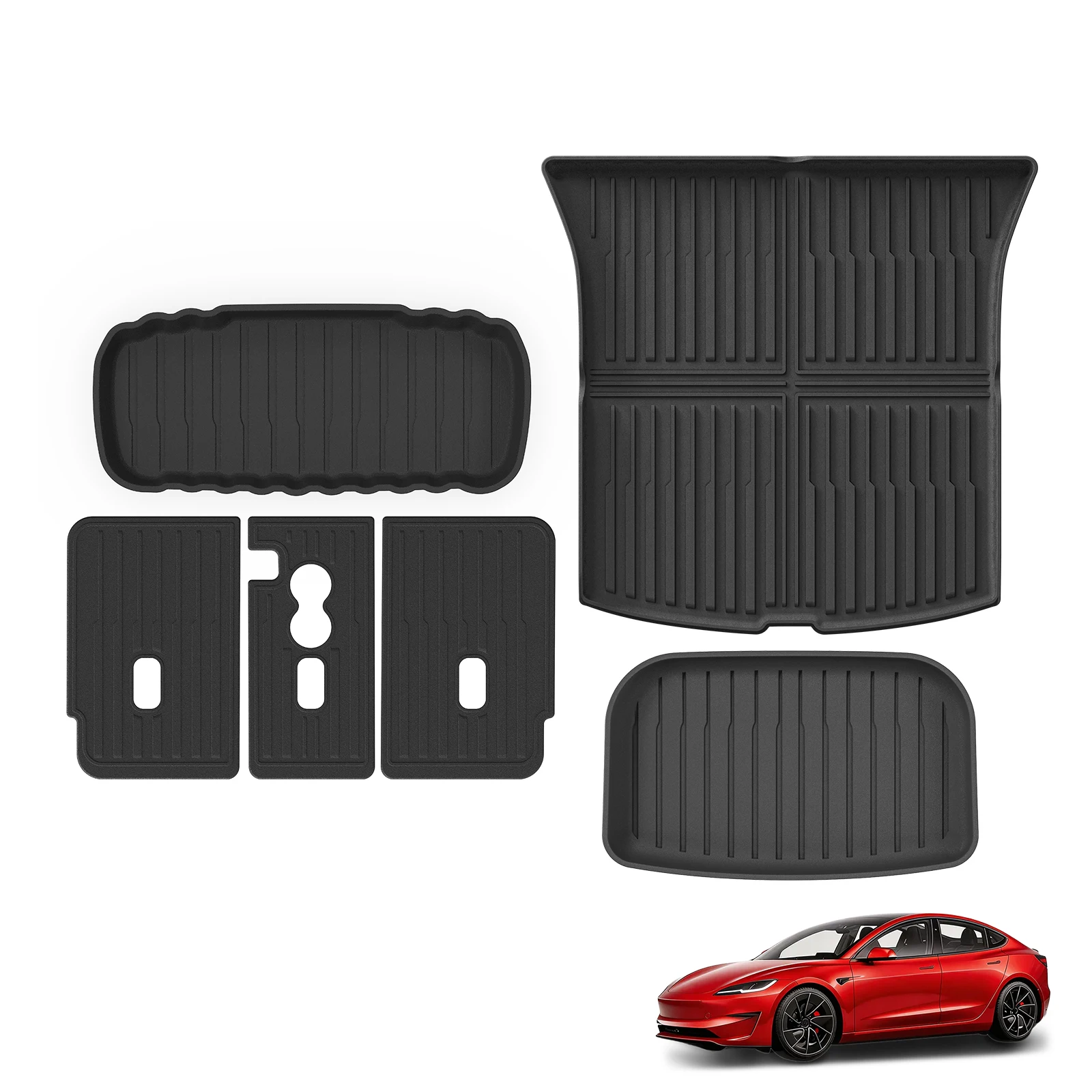 LUCKEASY for Tesla Model Y Juniper Standard RWD 2025 2026 Rear Trunk Seat Backrest Cushion Anti-Kick Mat TPE Trunk Pad