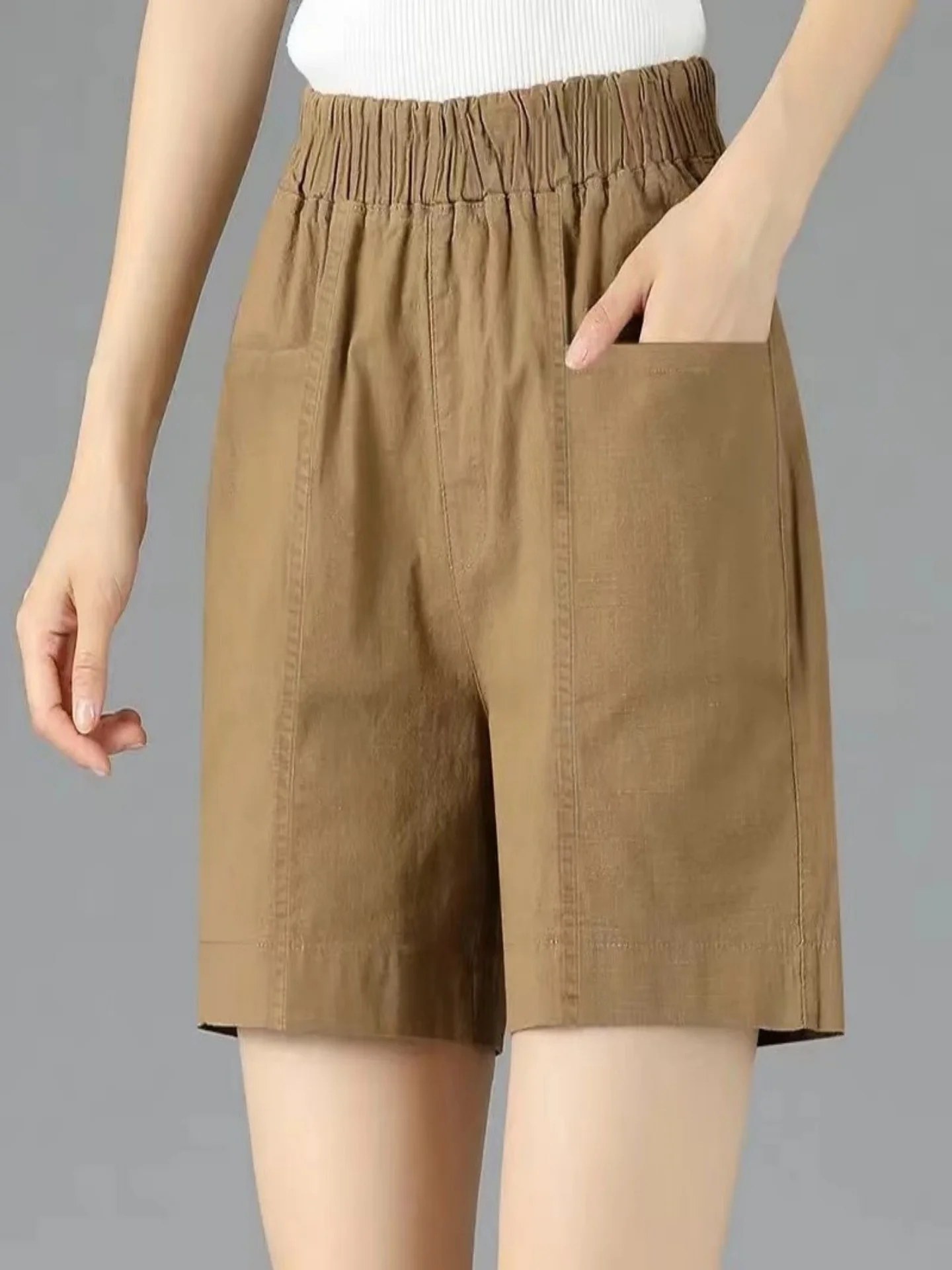 

Повседневные свободные женские брюки из чистого хлопка, летние прямые брюки длиной до колена, корейский стиль, модный тренд для повседневной носки