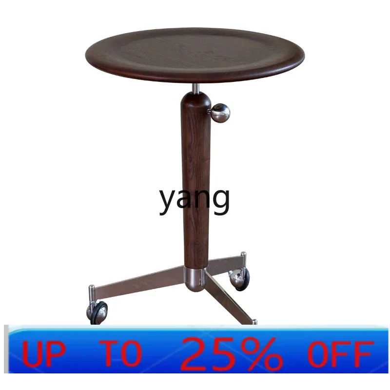 LTT can lift the coffee table multi-function medieval solid wood small round table living room can be moved