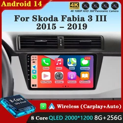 Android 14 Multimedia Car Radio For Skoda Fabia 3 III 2015 2016 2017 2018 2019 Carplay 4G Wifi GPS RDS DVD autoradio stereo DSP