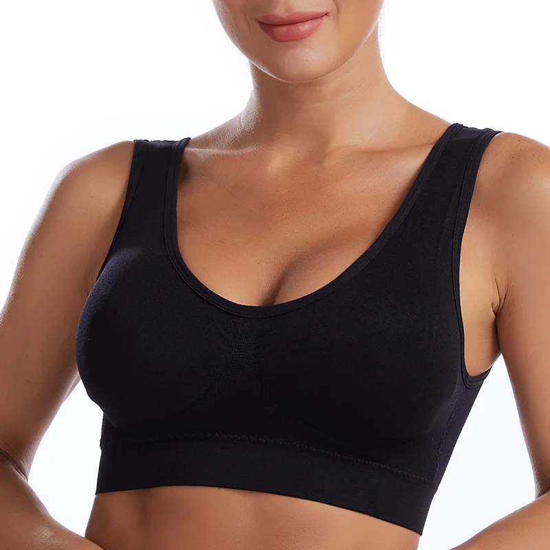 Shockproof Sports Yoga Bra for Women Removable Breast Pad S-7XL Sexy Elastic Back Cotton Sleep Bra Comfortable Sleepwear Top