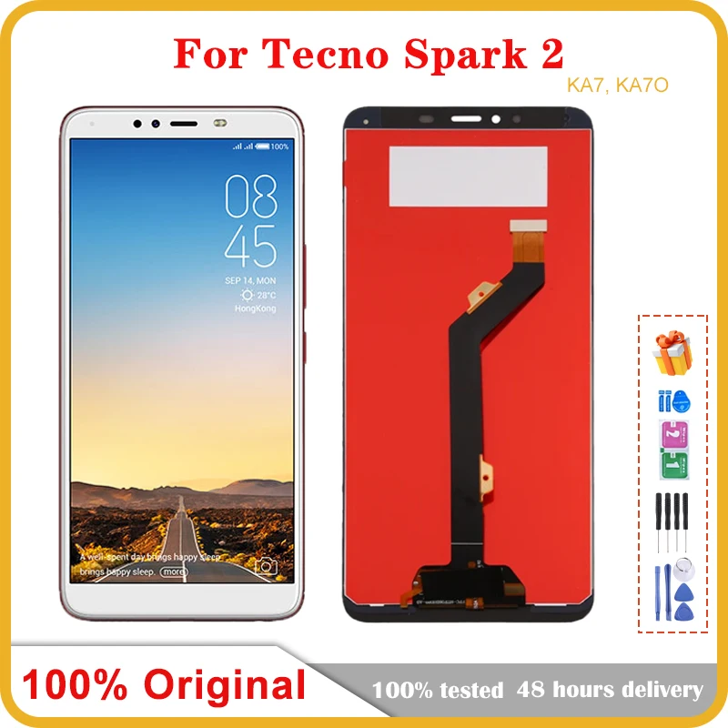 

6.0" Original For Tecno Spark 2 KA7 LCD Display Touch Screen Digitizer Assembly New For Tecno KA7O LCD Repair Replacement Parts