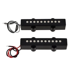 Pair of 5 String Bridge Neck Pickups Set for Fender Jazz Bass Black Open Style