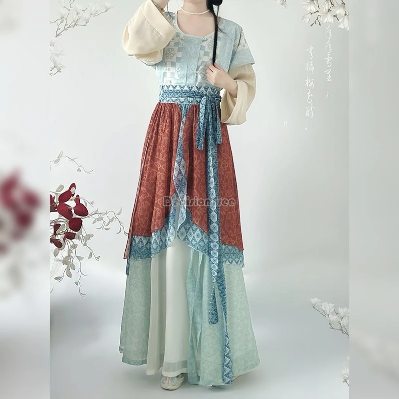 2025 chinese ancient tang style women daily garment dainty simple elegant temperament hanfu breathable comfortable chiffon hanfu