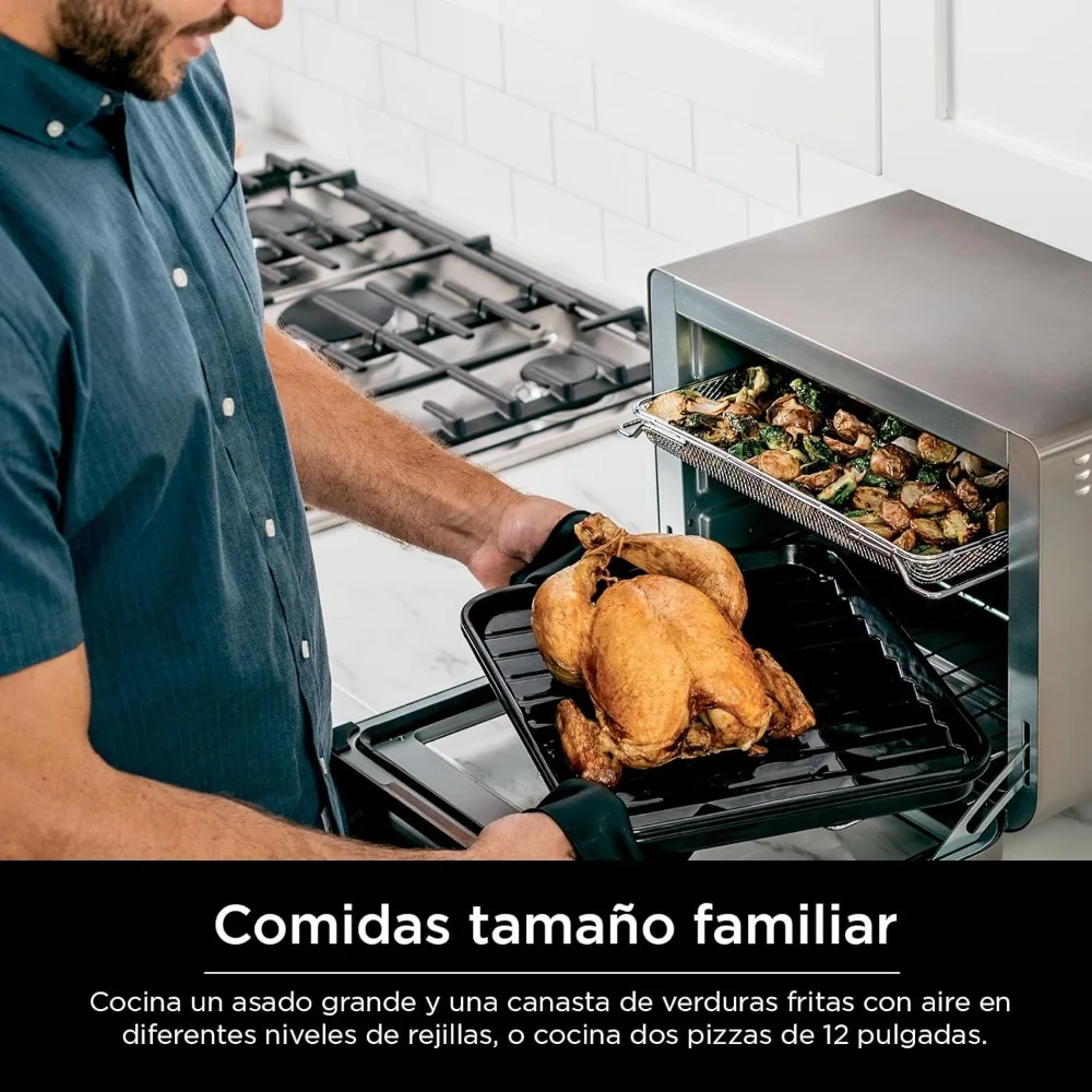 Foodi 10 en 1 XL Pro Air Fry Horno tostador de convección digital para encimera con deshidratar y recalentar, 1800 vatios, acero inoxidable