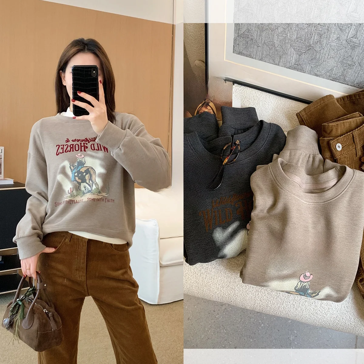 

Лимитированная серия: свитшот Knight 330G из шерсти с двусторонним винтажным принтом, свободный крой, длинный рукав