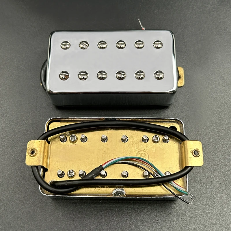 Mosiężna osłona Humbucker podwójna cewka 12 otworów Humbucker wysoka wydajność szyjka 7.5K/mostek 15K rozłupywanie cewek dla gitara LP chromu