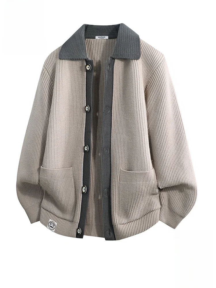 

PaulFrank Men's Casual Knitted Open Cardigan Warmth Monkey Pattern Autumn New Sle Loose Fit Faionable Sweater