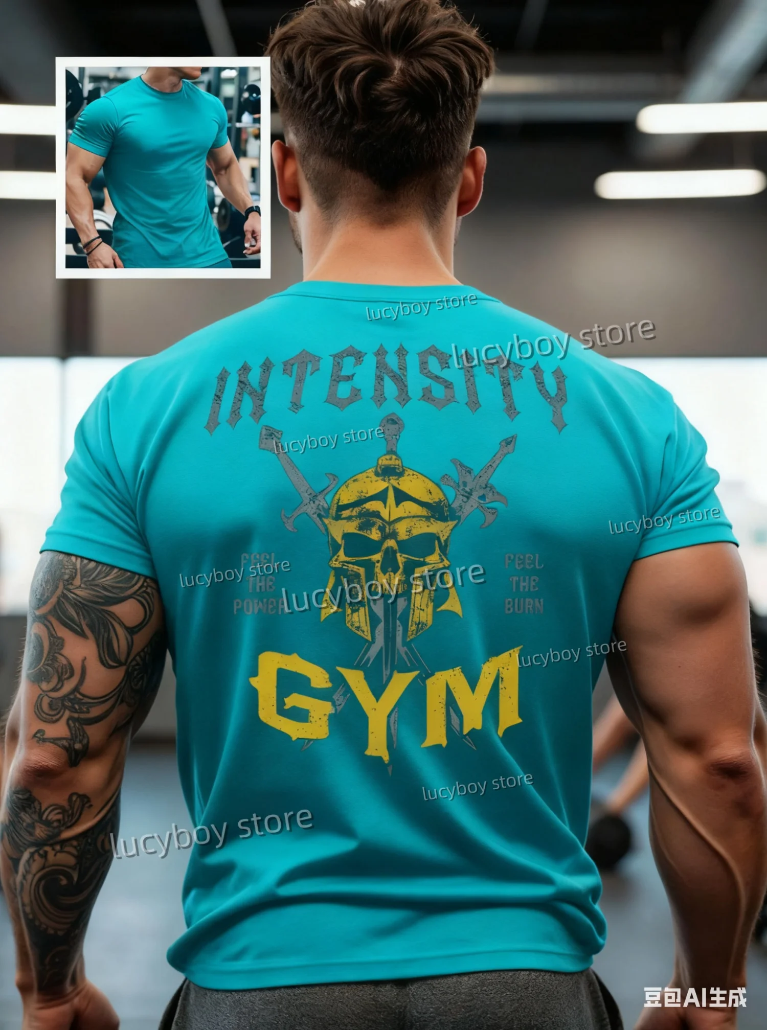 Men T-Shirt GYM INTENSITY T-Shirt Muscle  Training Retro Oversized T-Shirt quick-dry  Streetwear Tops Round Neck Tee Men Clothes