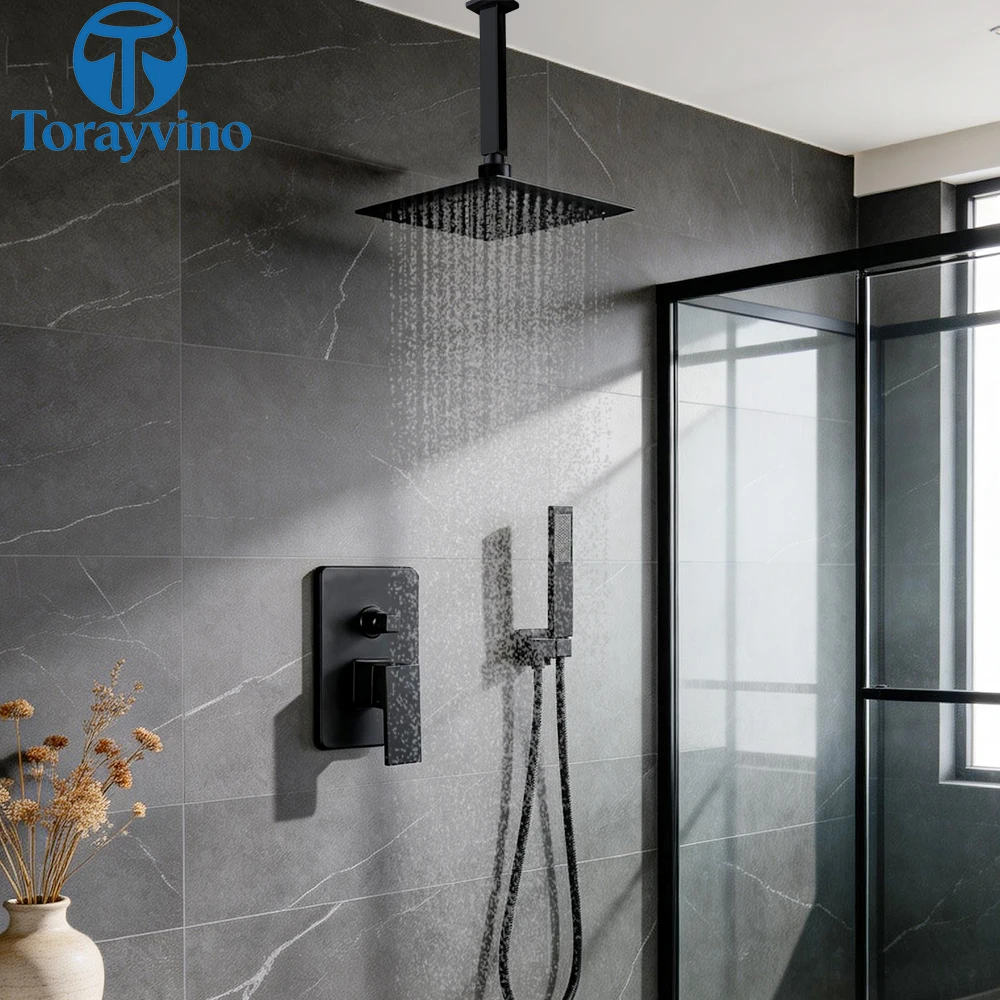 bathroom shower system and faucet matte black 8 10 12 16 inch brass shower head kit banheiro wall ceiling mounted mixer faucets