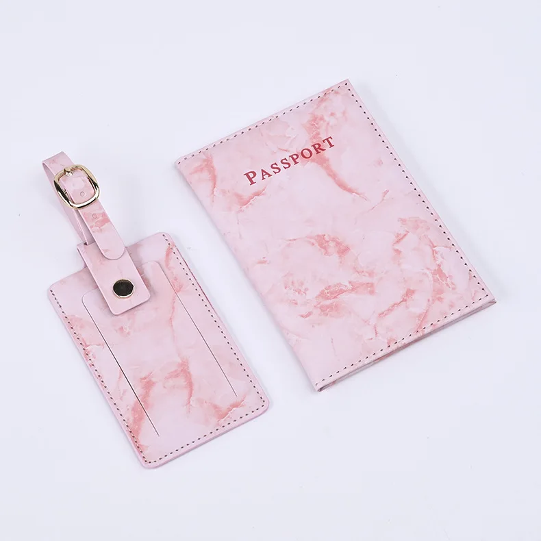 PU Leather Marble Passport Holder Passport Covers Case Luggage Tags Boarding Pass Travel Tags Set for Luggage Travel Accessories