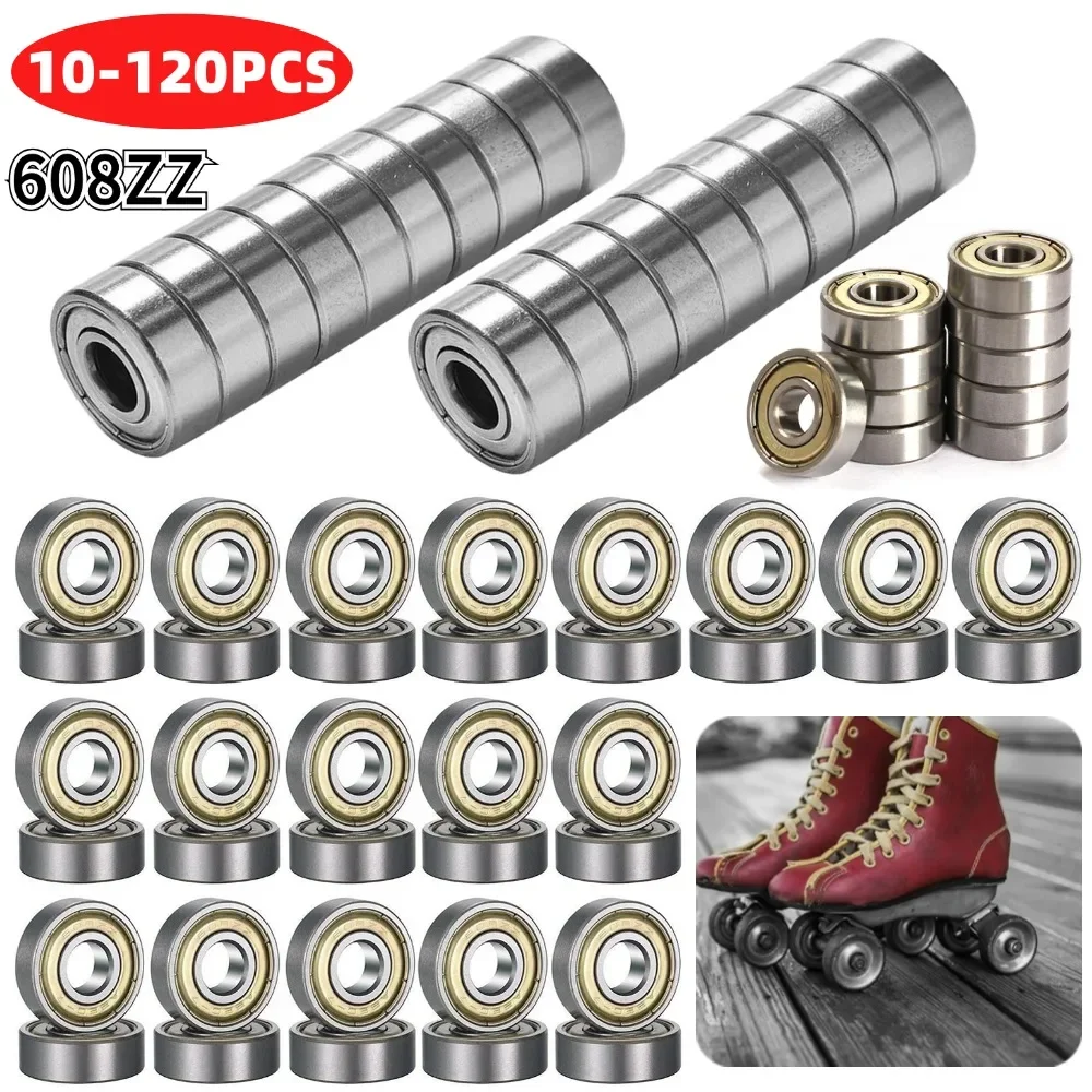 10-120PCS Ball Bearings For Skateboard Scooter 3D Printers Single Row Ball Bearings 8x22x7mm 608zz Deep Groove Miniature Bearing