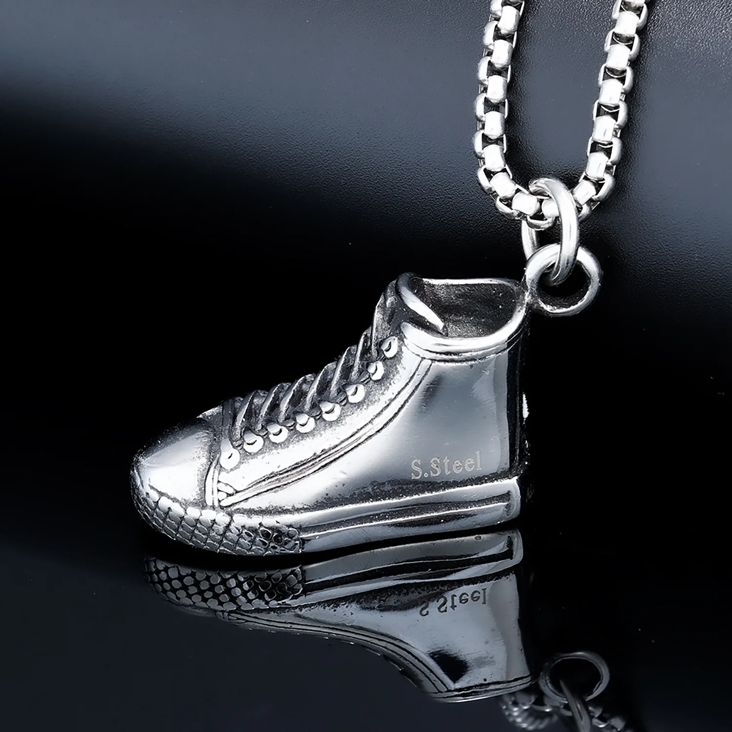 

Original 316L Stainless Steel Trendy Canvas Shoes Dangle Charm Jewelry High Quality Necklace Pendant Gift Accessories