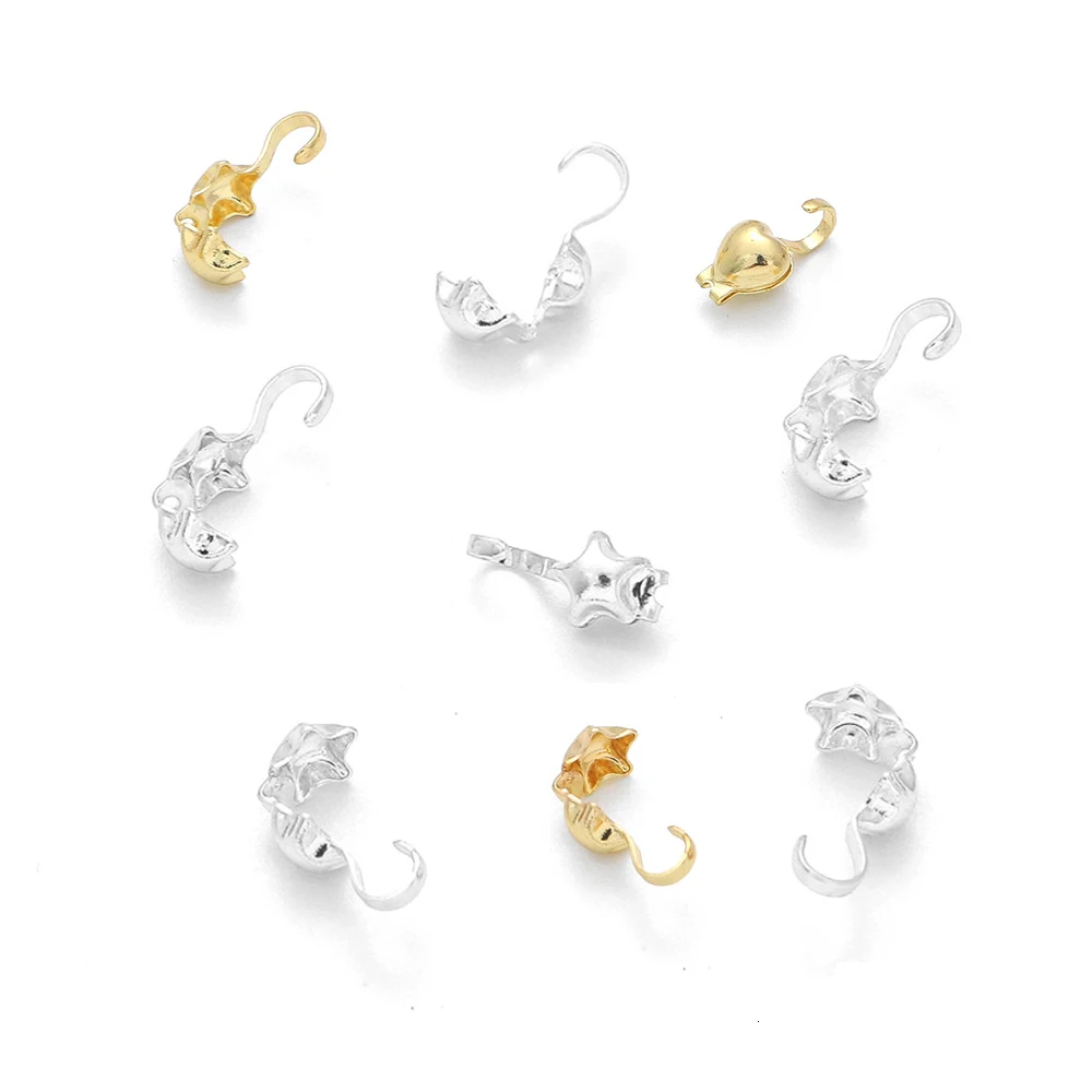 20pcs/Lot 14K Gold Plated Star Crimp End Caps Covered Clasps Connector For DIY Bracelet Necklace Jewelry Findings Accessories