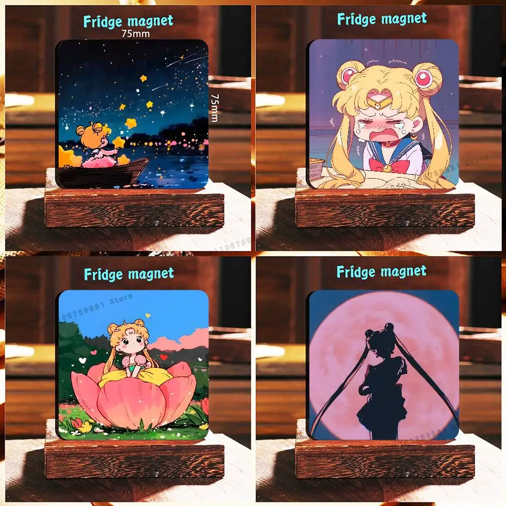 Cute Sailor Usagi Moon Magic Girl Fridge Magnetic Magnet PVC Memorial Decor for Family Friends Students Adults
