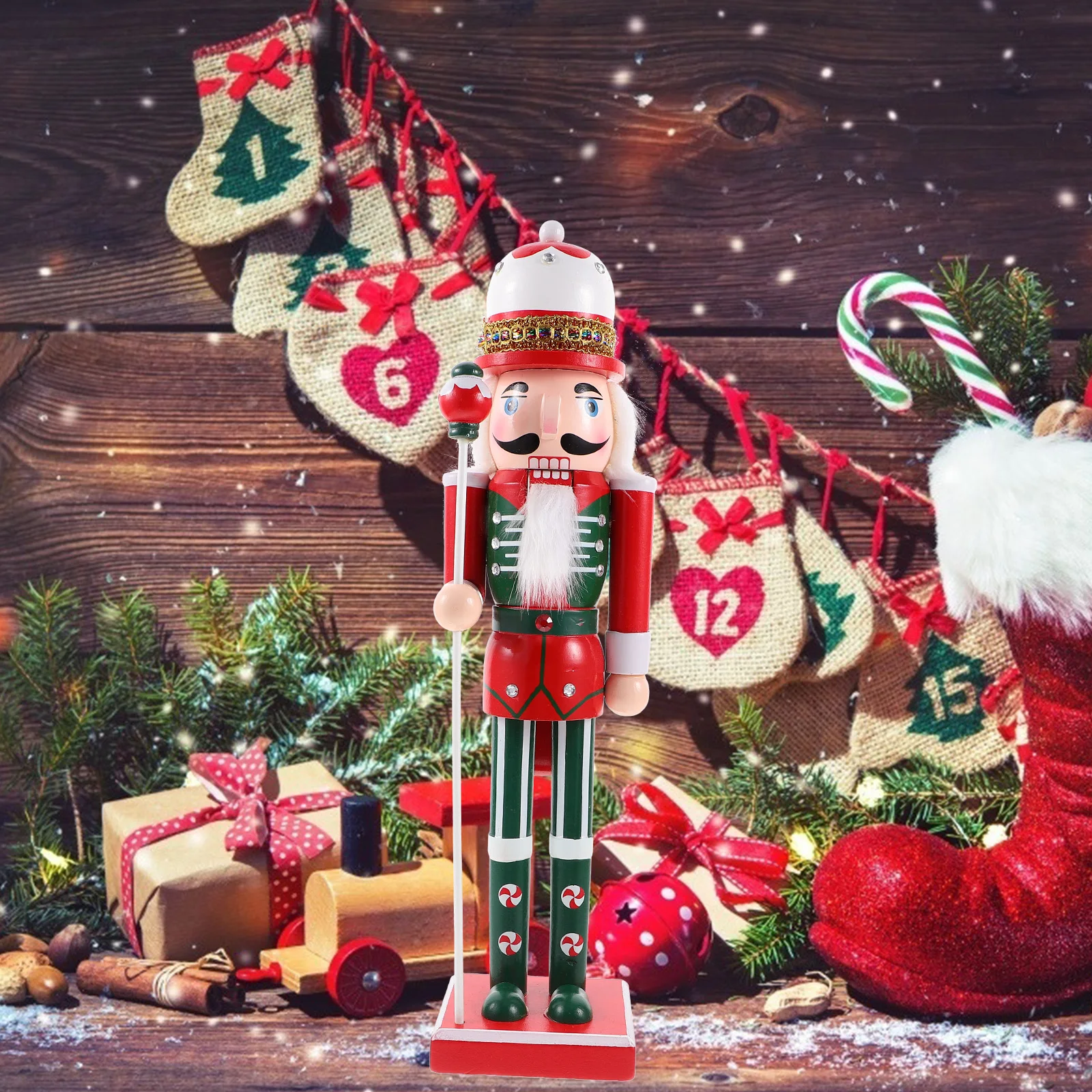 

Xmas Desktop Decor Nutcracker Ornament Traditional Soldier Christmas Decorations Wood
