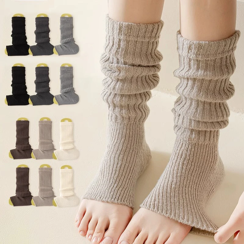 Japanese Lolita Long Socks For Women Y2k Solid Color Leg Warmers Winter Warm Knitted Knee High Socks Legging Gaiters Cover