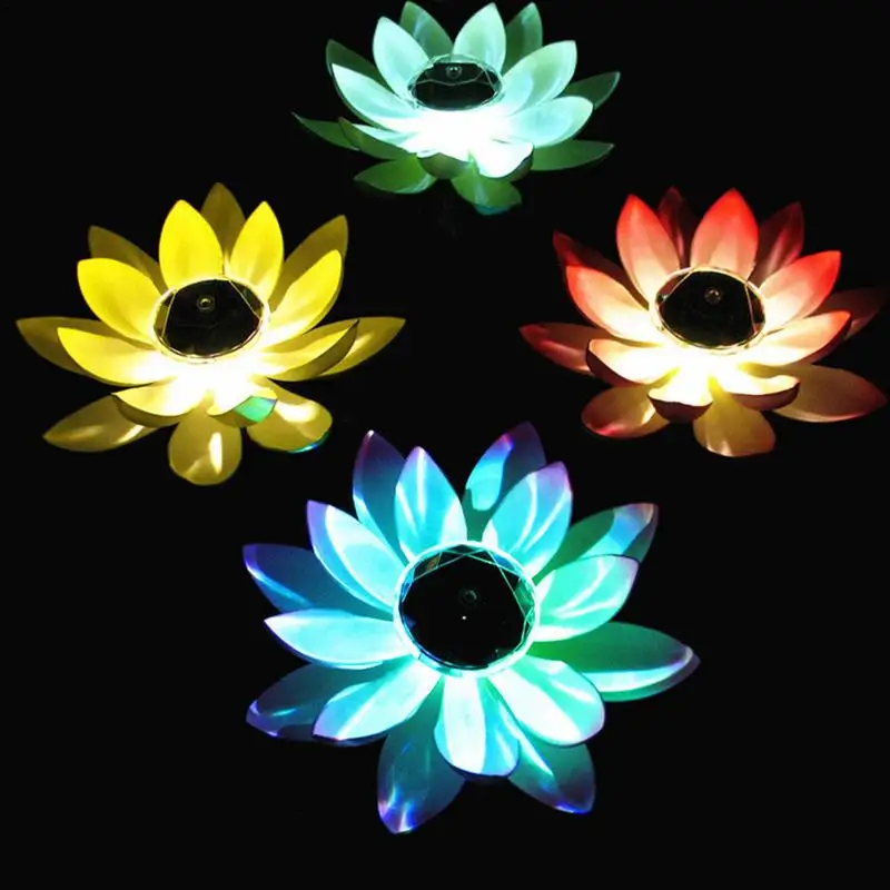 Lotus Floating Pool Lights Flower Pond Lights Flower Pond Lights For Beach Outdoor Decorations Swimming Pool Accessories Pond