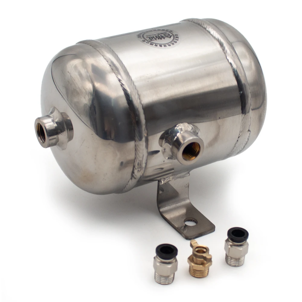 1L Mirror Polished 304 Stainless Steel Air Storage Tank | Pressure Buffer Tank | with 3× G1/4 Ports | Max. Pressure 1.25MPa