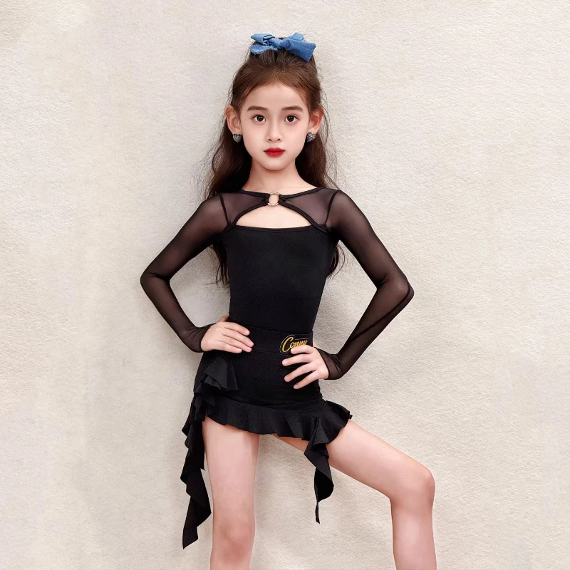 Profesjonalna sukienka do tańca latynoamerykańskiego dla dzieci, strój na występy taneczne: tango, salsa, samba, taniec towarzyski, kostium sceniczny.