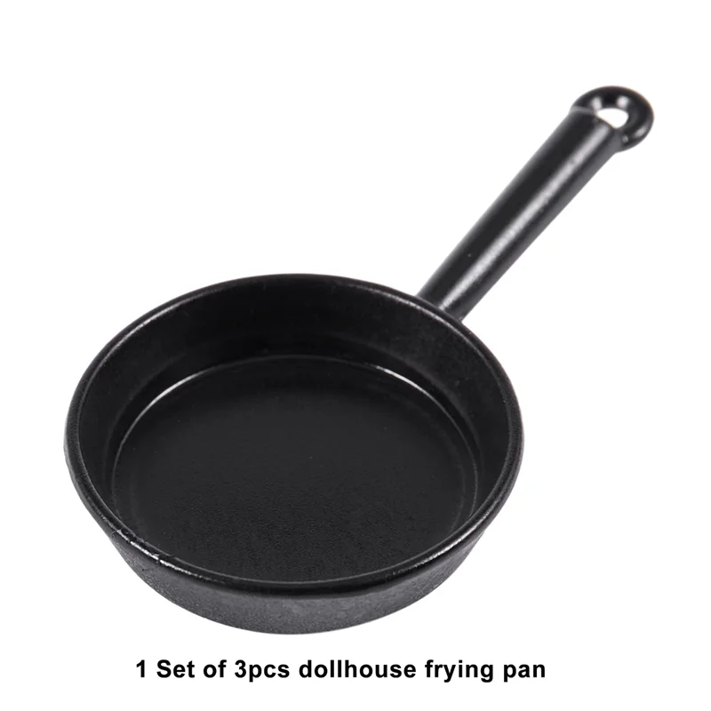 AC52-1/12 Skala 9 szt. Miniaturowy domek dla lalek Metalowe patelnie Garnek do gotowania Naczynia kuchenne Akcesoria kuchenne Czarny