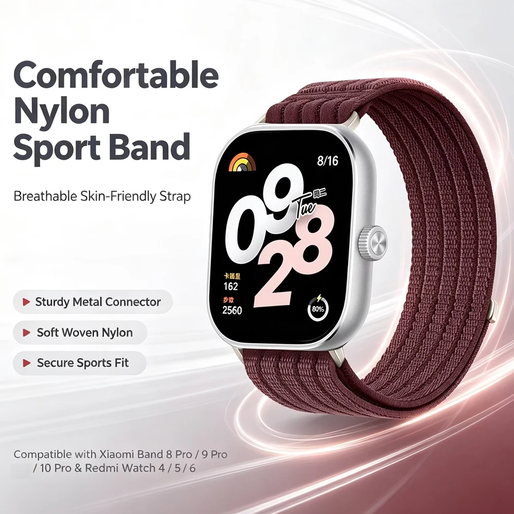 Nylon Braided Strap for Redmi Watch 6 5 4 Metal Head Sports Replace Bracelet for Xiaomi Mi Band 10/9/8 Pro Breathable Band