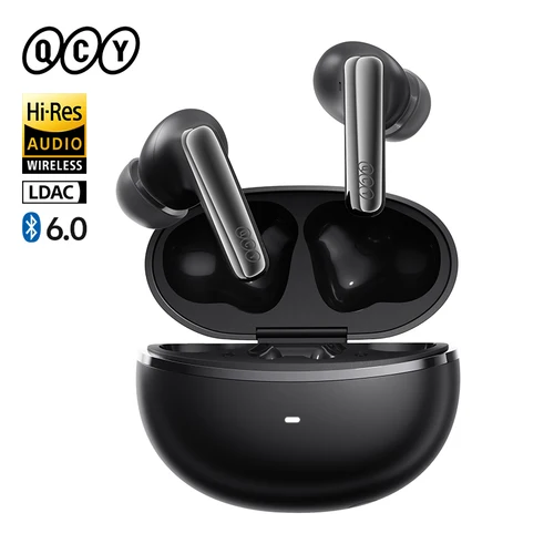 QCY MeloBuds N70 ANC Auriculares inalámbricos Bluetooth 6.0 con cancelación de ruido adaptativa, audio LDAC de alta resolución, 6 micrófonos, 50 horas de reproducción, carga inalámbrica, detección intraaural