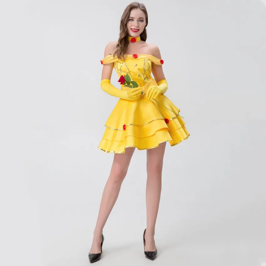 Halloween Sexy Fairy Princess Belle Fancy Dress Adult Women Fantasia Beauty Beast costumi Cosplay femminile Anime Cosplay abbigliamento