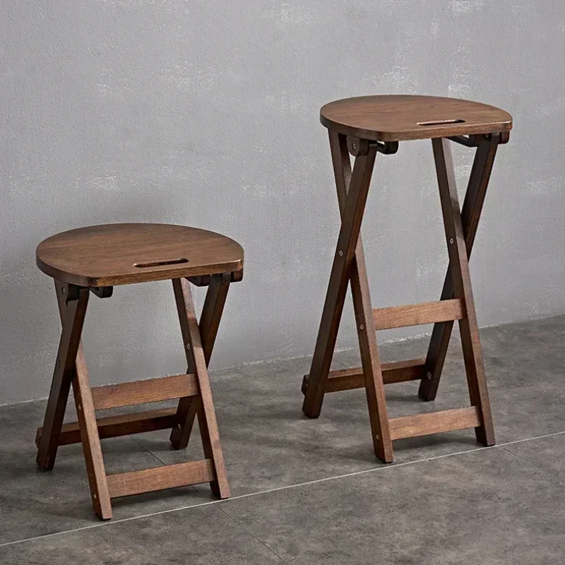 Foldable Walnut Shoe Stool Environmentally Friendly and Durable Ottomans Portable Handle Load-Bearing Household Furniture