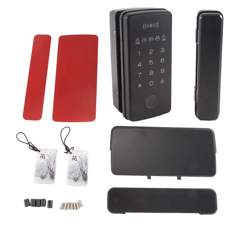 

Y19A Framed Double Door No Hole Glass Door Fingerprint Lock Password Swipe Card Metal Wooden Door Combination Lock