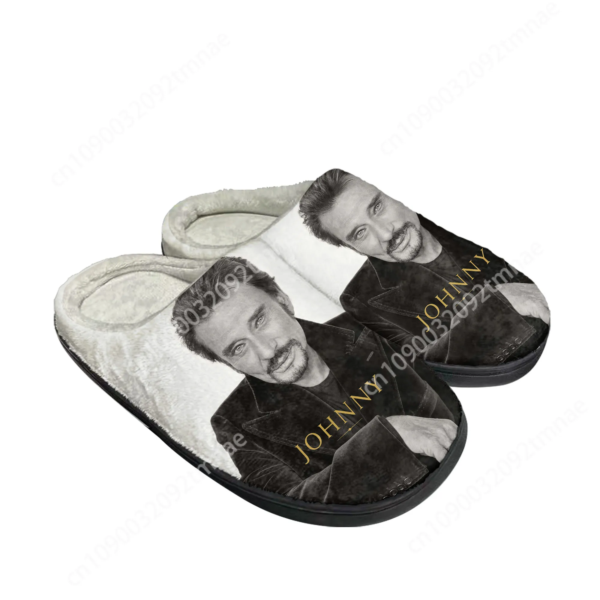 Johnny Hallyday Rock Singer Home Cotton Custom Slippers Mens Women Sandals Plush Casual Keep Warm Shoes Non-Slip Thermal Slipper