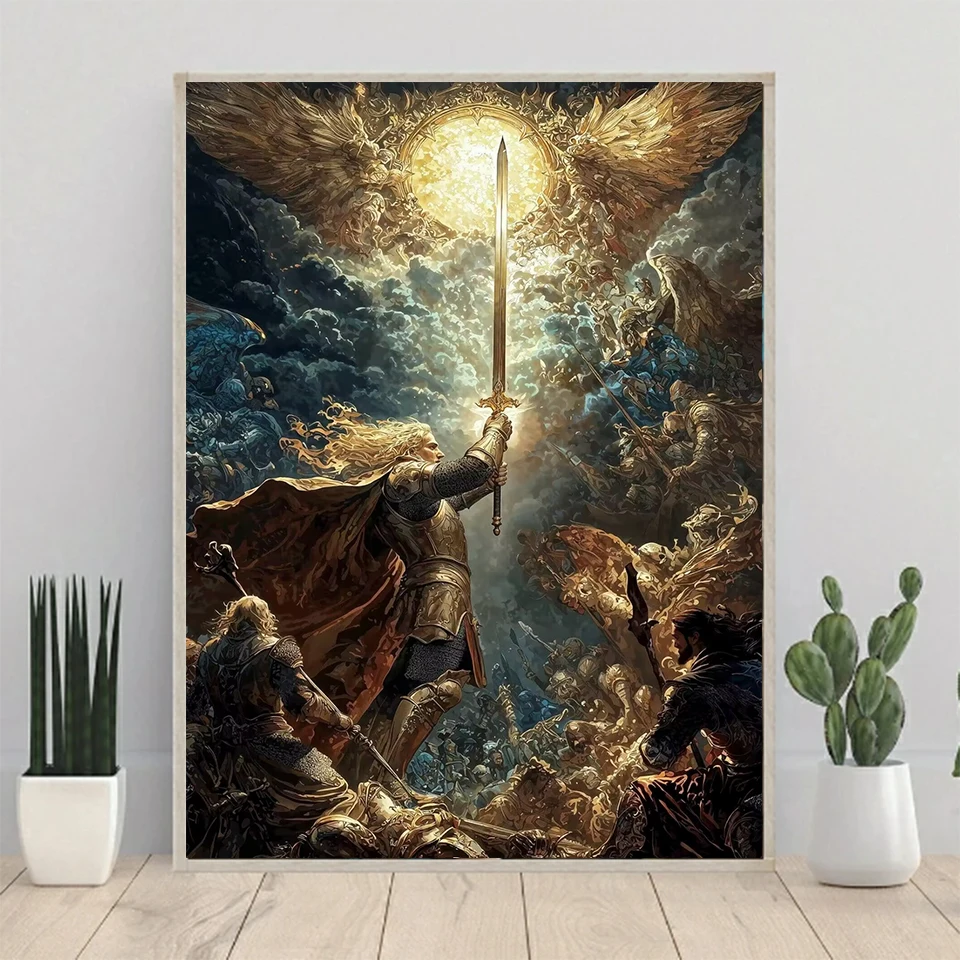 Ancient Knight Templar 5D DIY Diamond Painting Mosaic Christ Rhinestone Embroidery Cross Stitch Handicraft Home Decor