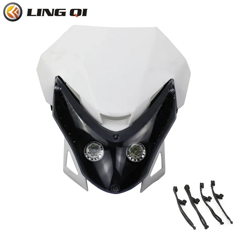 LING QI Universal 12V 35W Motorcycle Headlight LED Vision Front Headlamp Fairing For Almost Motorcycle Dirt Pit Bike