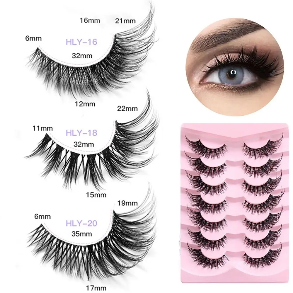 Handmade Natural Long Cat Eye Lashes Winged End Clear Band Faux Mink Eyelashes Eye Elongated False Eyelashes for Makeup