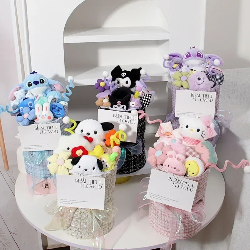 Disney ponto boneca de pelúcia buquê bonito anime dos desenhos animados kawaii portátil ponto plushie flores moda decoração do quarto casais presentes