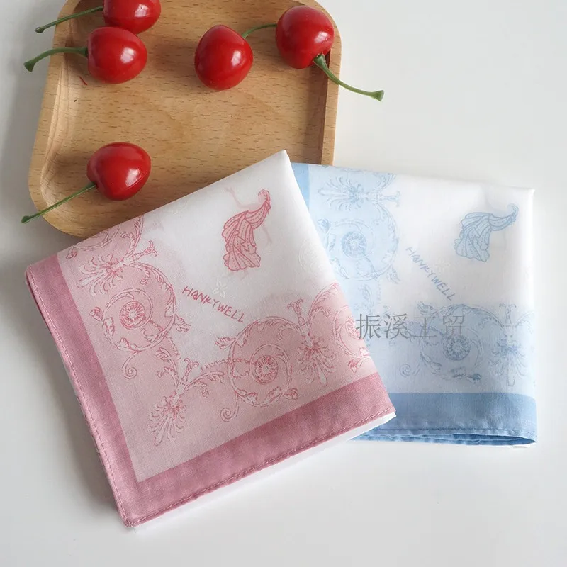 3Pcs 45x45cm Flower Printed Women Handkerchiefs Bandanas Pocket Hankies Soft Combed Cotton Sweat Wiping Towels Party Gift