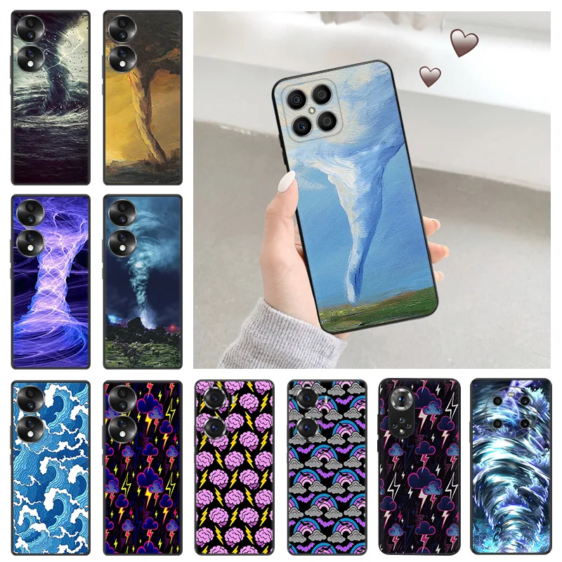 Soft Silicone Phone Case for Honor X7b X9b X6a X8 b 70 90 Magic5 Colorful Tornado Lightning Huawei P20 P30 Pro P40 P-Smart Cover