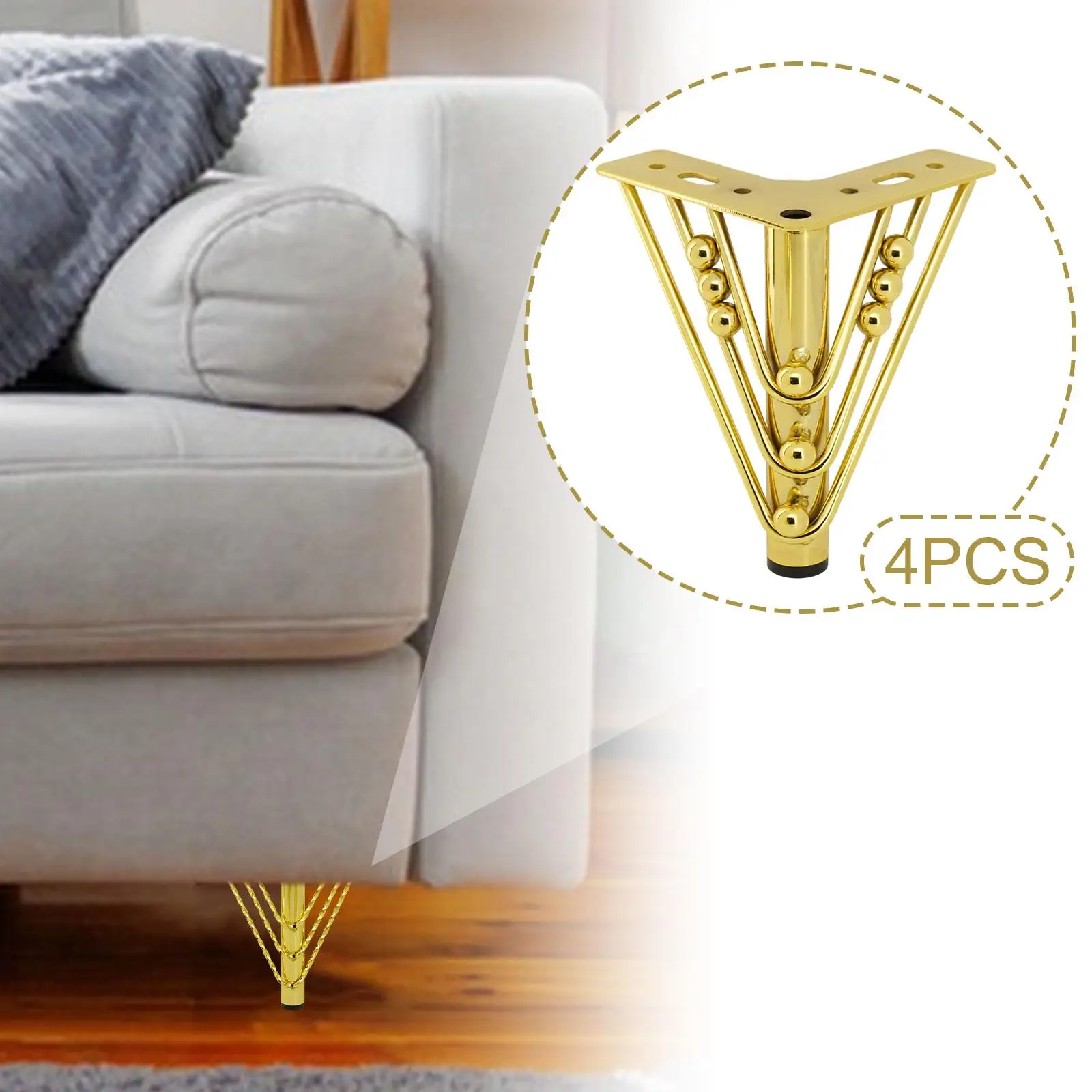 

Modern Furniture Hardware Metal Triangle Legs Replacement with Protective Pads for Sofa Cabinet Table Sturdy Support